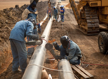 Worker during pipeline construction
